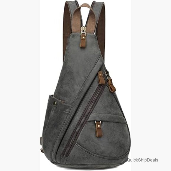 PU Leather Sling Bag Crossbody Backpack Casual Daypack